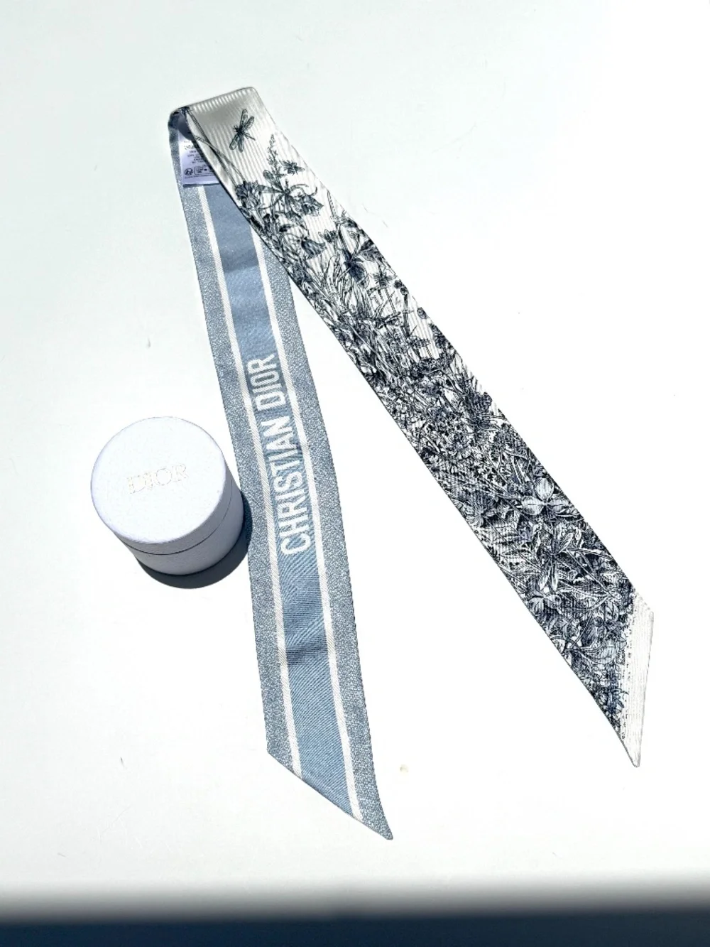 Christian Dior Dioriviera Tiole de Jouy Mitzah Blue Silk Floral Bandeau Scarf